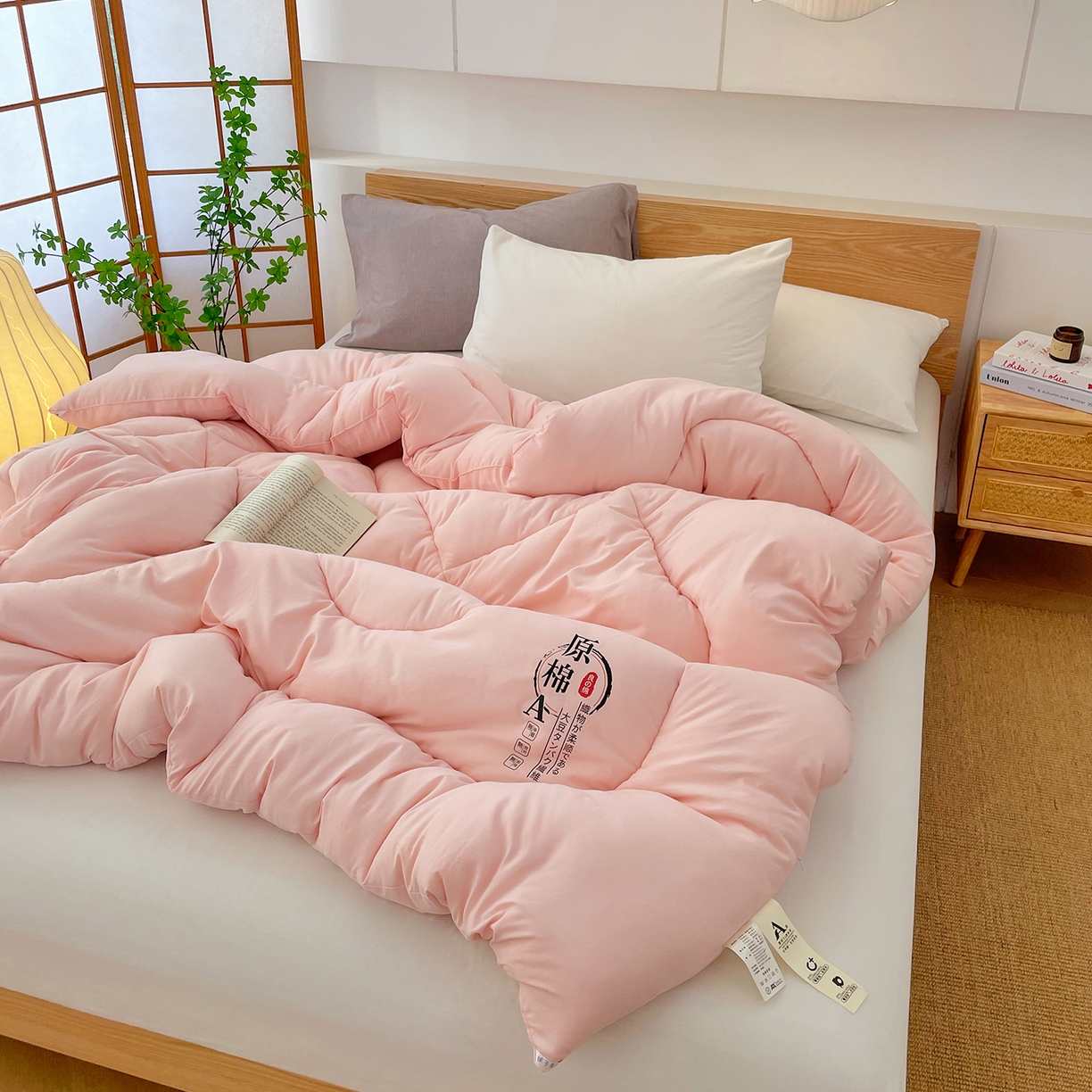 91家纺网 家纺一手货源 找家纺 尊妙被业 2025新款水洗棉原棉冬被被子被芯春秋被子母被直播批发（永不断货） 原棉-蜜桃粉