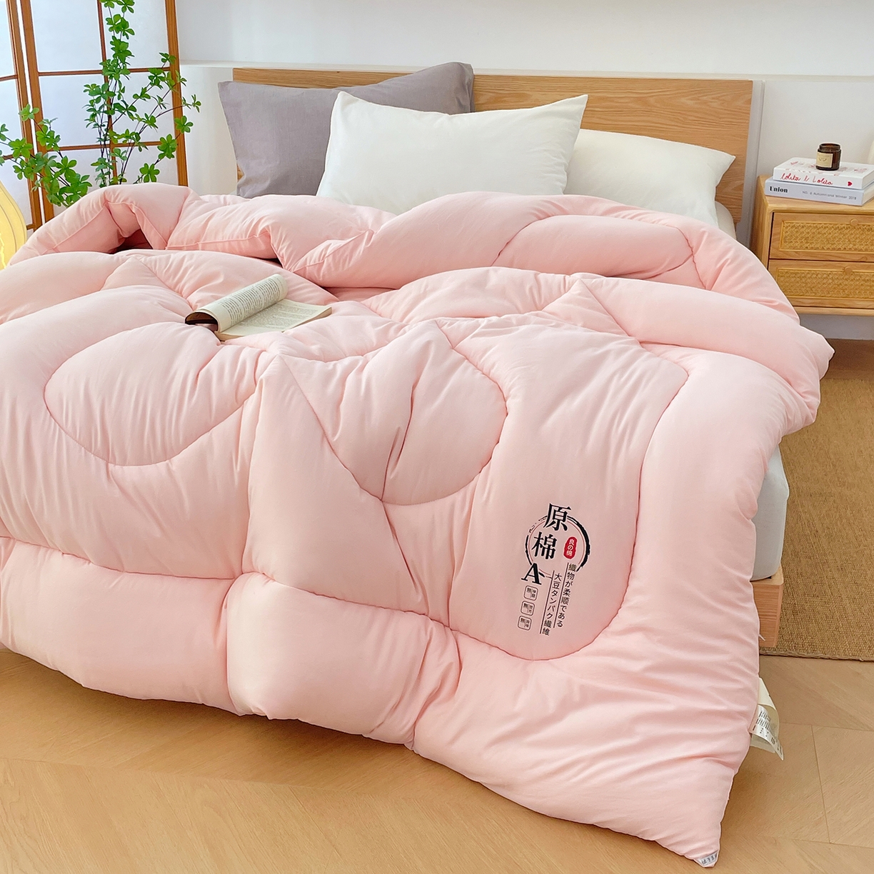 91家纺网 家纺一手货源 找家纺 尊妙被业 2025新款水洗棉原棉冬被被子被芯春秋被子母被直播批发（永不断货） 原棉-蜜桃粉