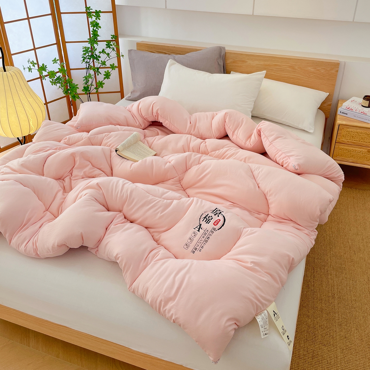 91家纺网 家纺一手货源 找家纺 尊妙被业 2025新款水洗棉原棉冬被被子被芯春秋被子母被直播批发（永不断货） 原棉-蜜桃粉