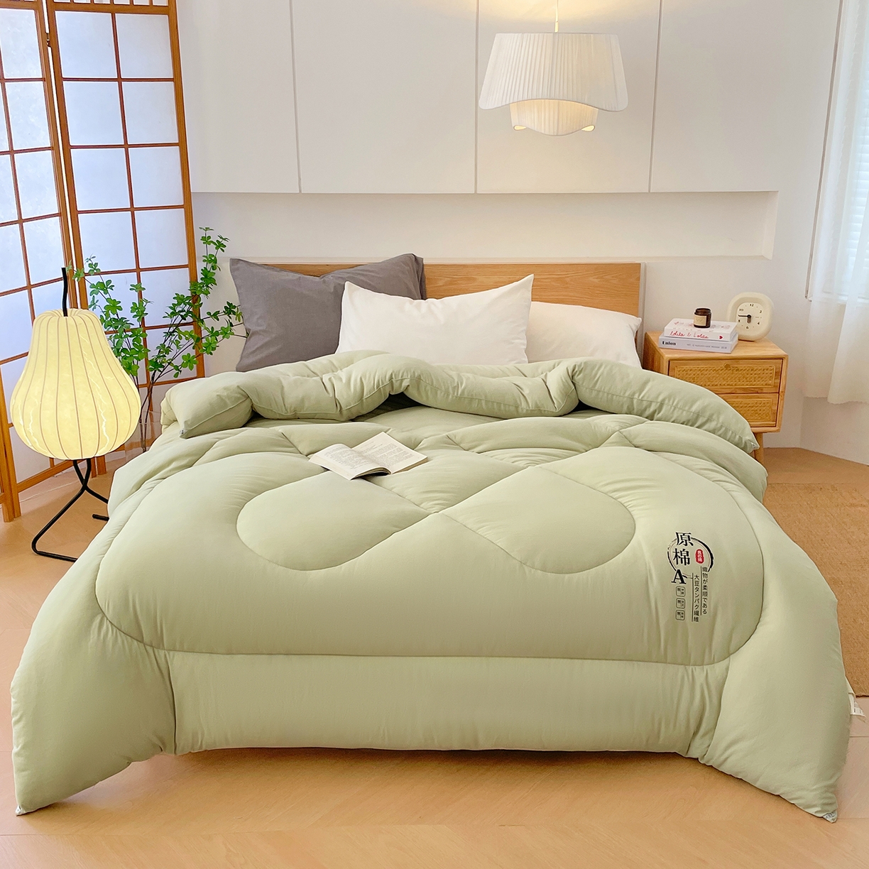 91家纺网 家纺一手货源 找家纺 尊妙被业 2025新款水洗棉原棉冬被被子被芯春秋被子母被直播批发（永不断货） 原棉-抹茶绿