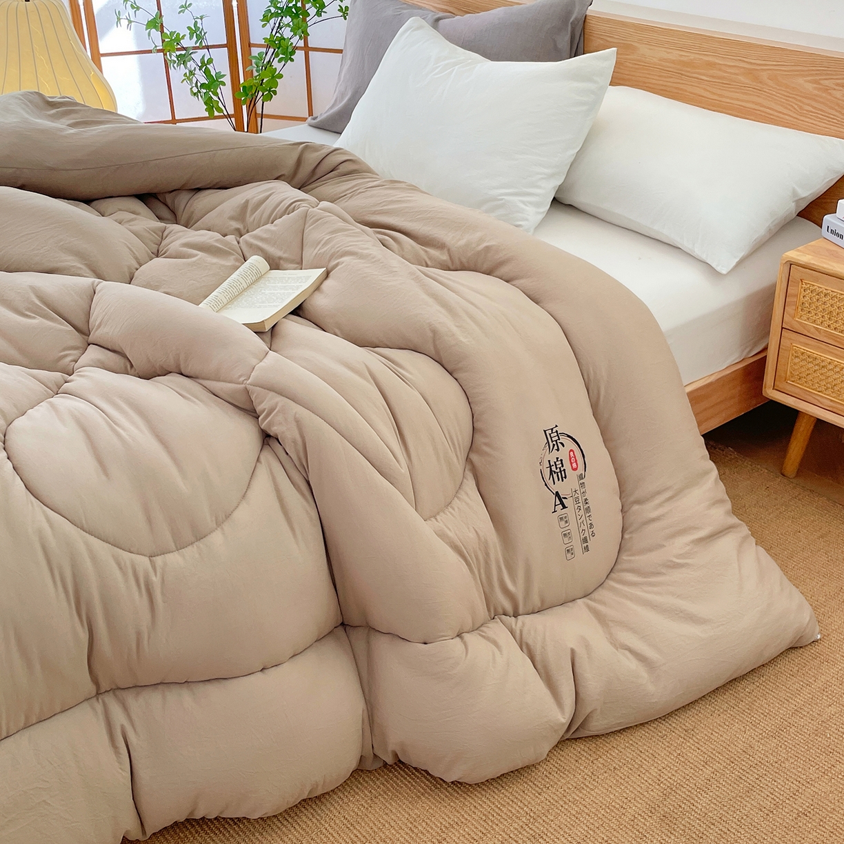 91家纺网 家纺一手货源 找家纺 尊妙被业 2025新款水洗棉原棉冬被被子被芯春秋被子母被直播批发（永不断货） 原棉-卡其