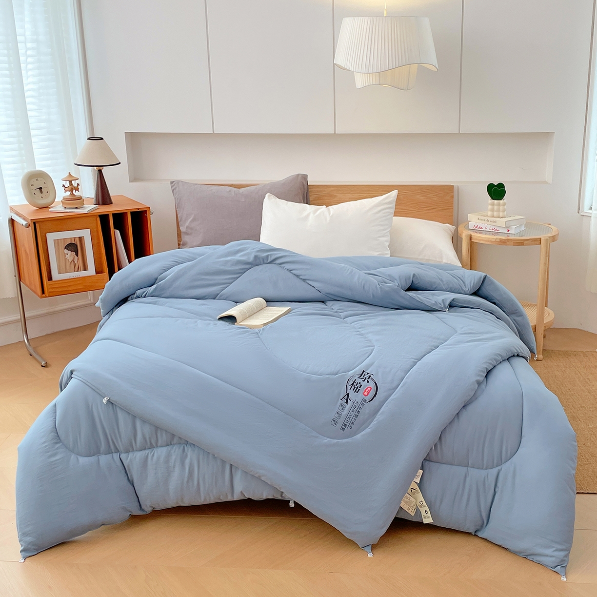 91家纺网 家纺一手货源 找家纺 尊妙被业 2025新款水洗棉原棉冬被被子被芯春秋被子母被直播批发（永不断货） 原棉-宾利蓝