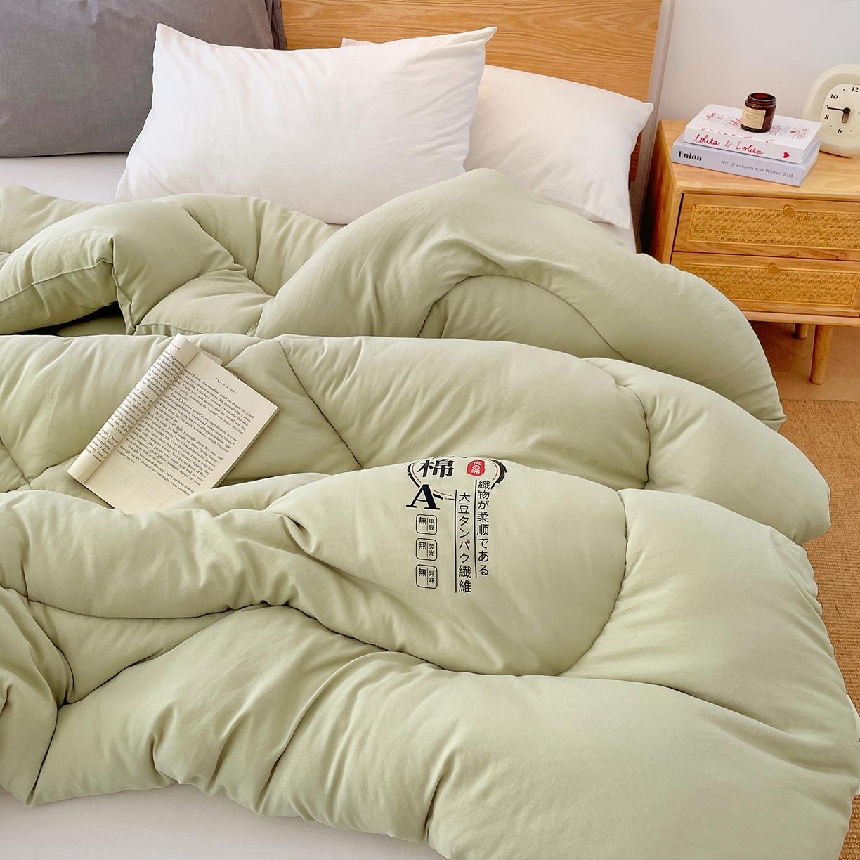 91家纺网 家纺一手货源 找家纺 尊妙被业 2025新款水洗棉原棉冬被被子被芯春秋被子母被直播批发（永不断货） 原棉-抹茶绿