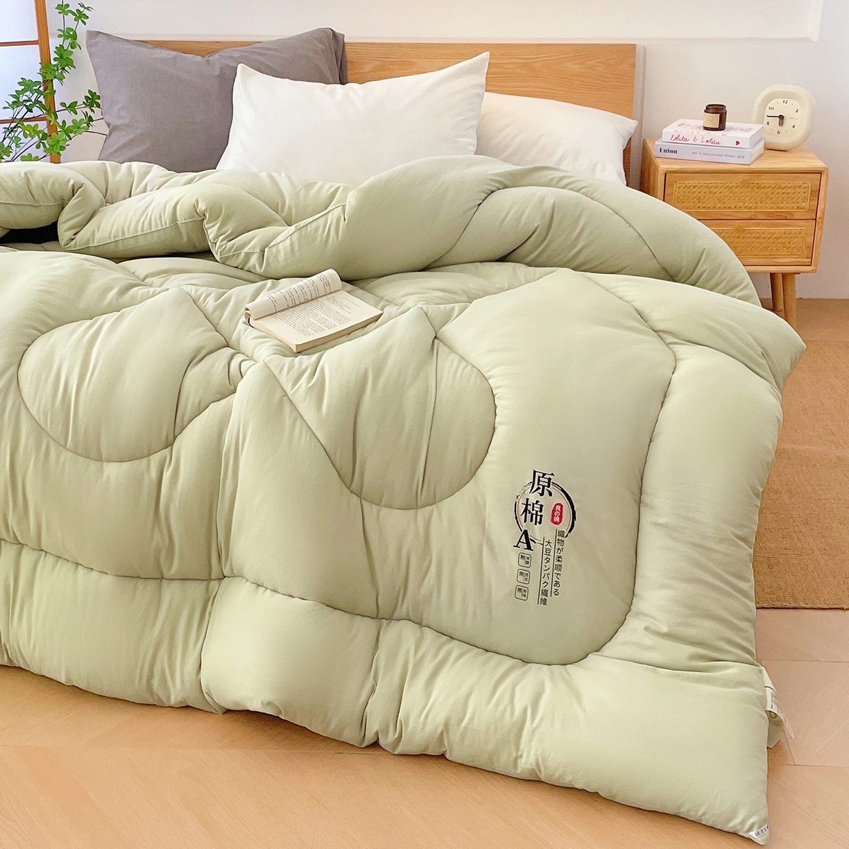 91家纺网 家纺一手货源 找家纺 尊妙被业 2025新款水洗棉原棉冬被被子被芯春秋被子母被直播批发（永不断货） 原棉-抹茶绿