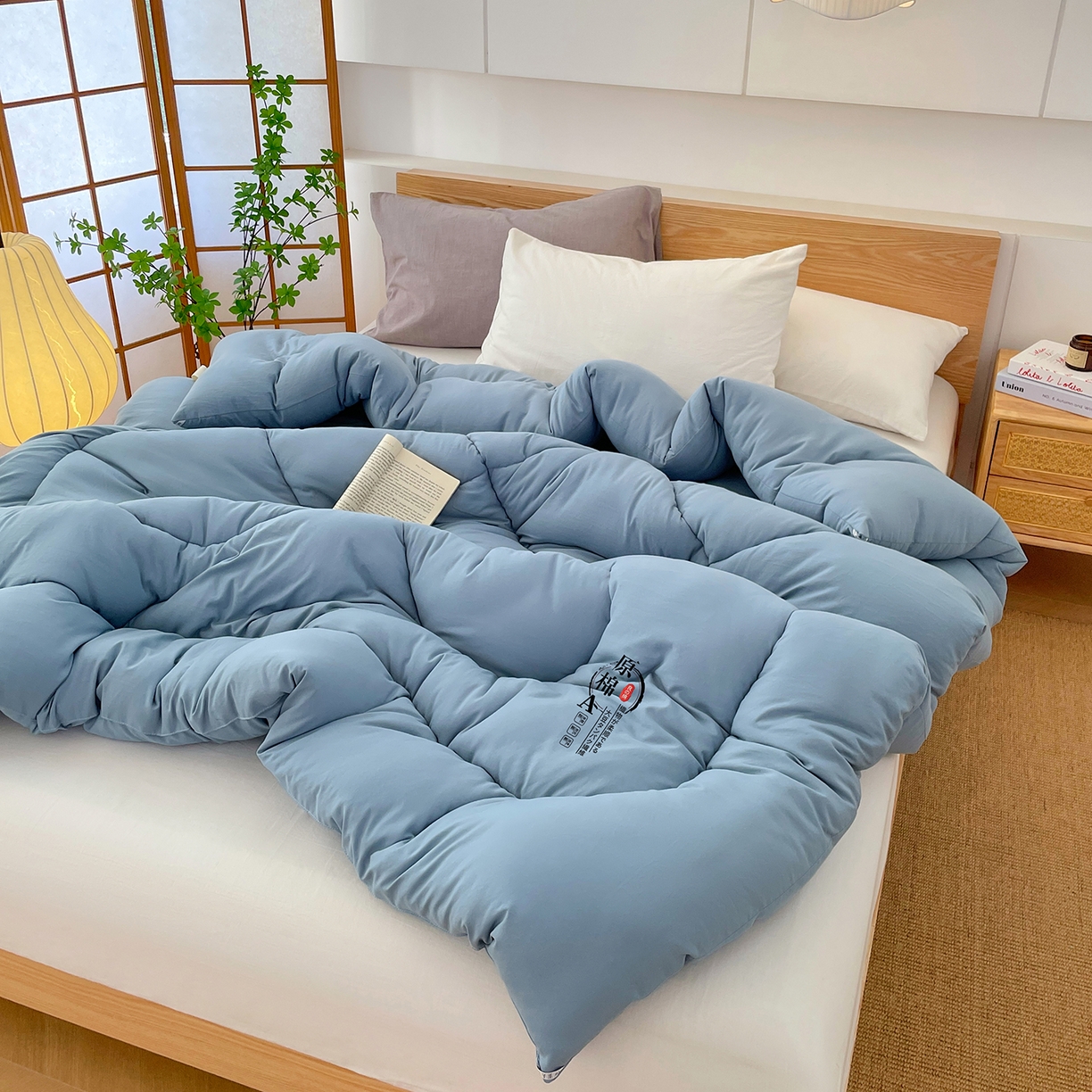 91家纺网 家纺一手货源 找家纺 尊妙被业 2025新款水洗棉原棉冬被被子被芯春秋被子母被直播批发（永不断货） 原棉-宾利蓝