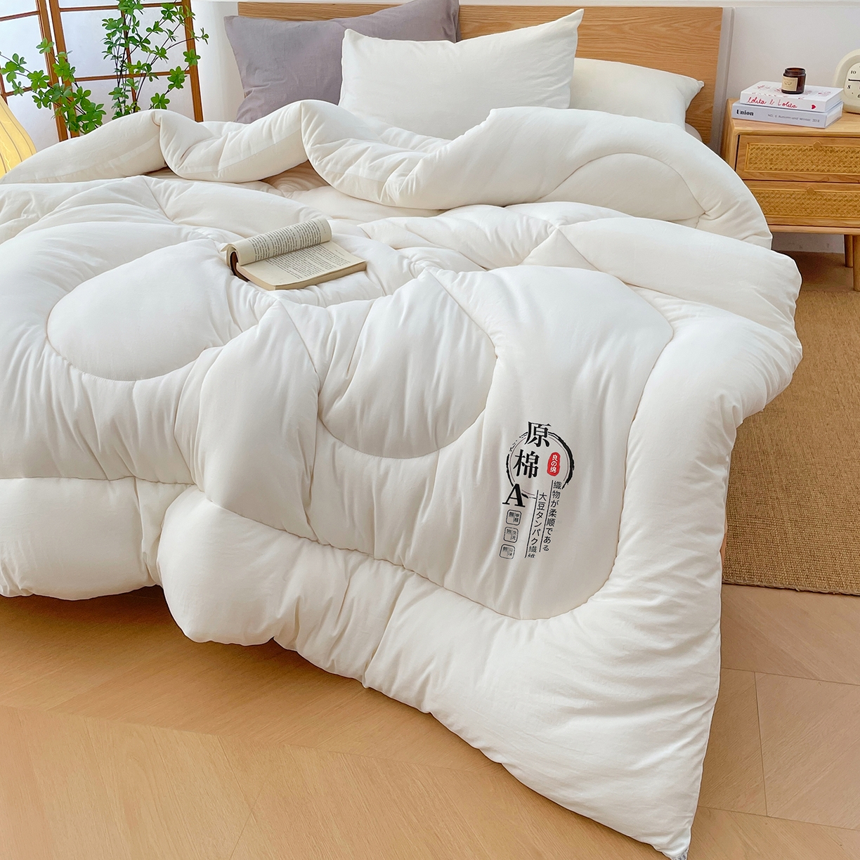 91家纺网 家纺一手货源 找家纺 尊妙被业 2025新款水洗棉原棉冬被被子被芯春秋被子母被直播批发（永不断货） 原棉-极光白