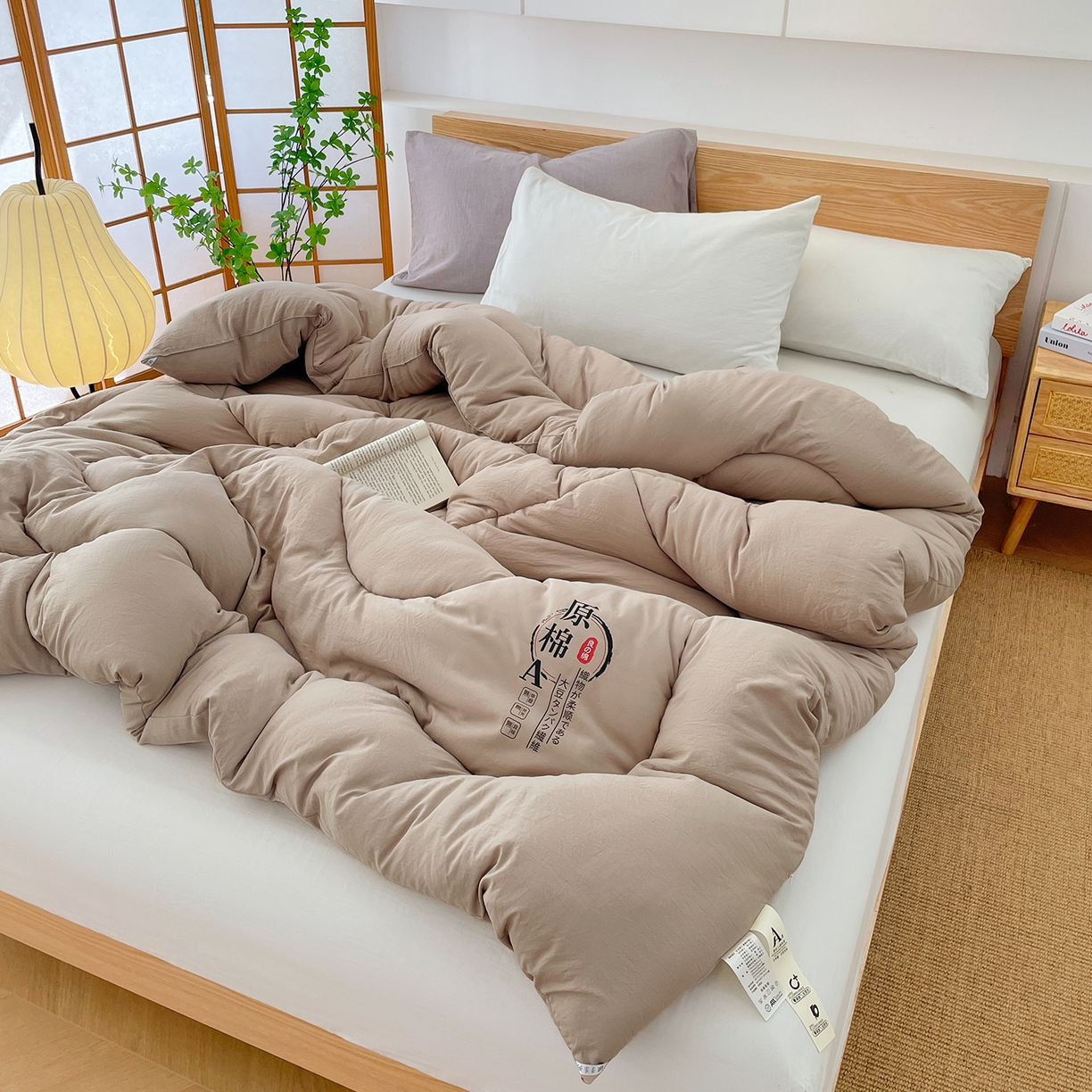 91家纺网 家纺一手货源 找家纺 尊妙被业 2025新款水洗棉原棉冬被被子被芯春秋被子母被直播批发（永不断货） 原棉-卡其