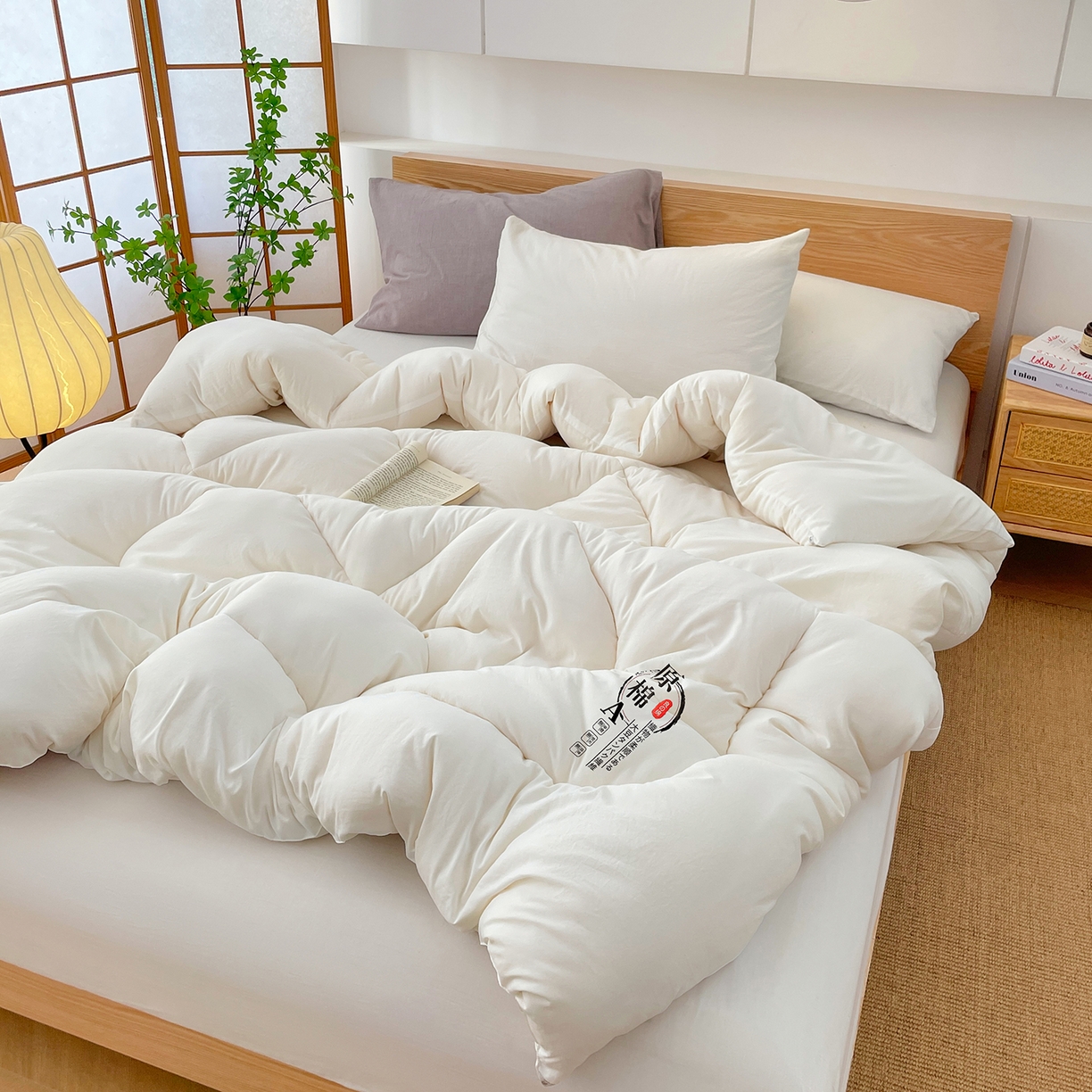 91家纺网 家纺一手货源 找家纺 尊妙被业 2025新款水洗棉原棉冬被被子被芯春秋被子母被直播批发（永不断货） 原棉-极光白