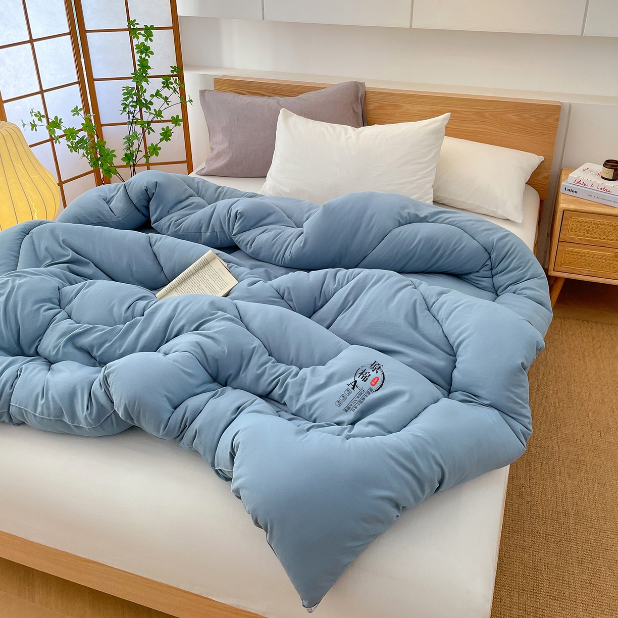 91家纺网 家纺一手货源 找家纺 尊妙被业 2025新款水洗棉原棉冬被被子被芯春秋被子母被直播批发（永不断货） 原棉-宾利蓝