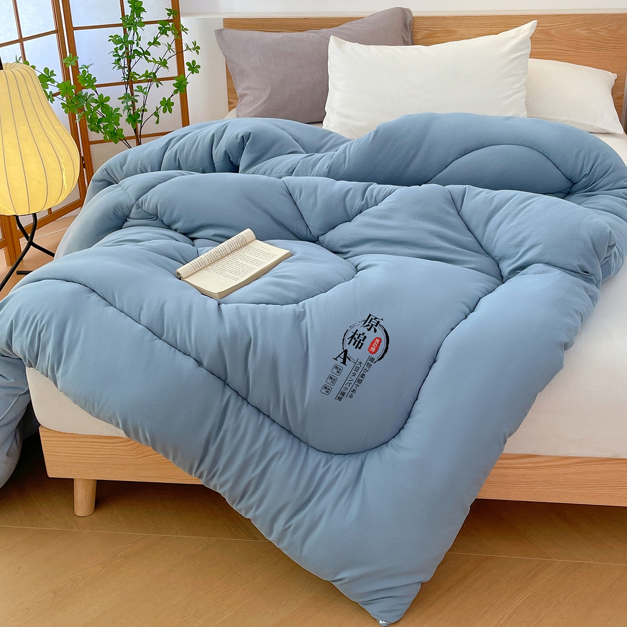 91家纺网 家纺一手货源 找家纺 尊妙被业 2025新款水洗棉原棉冬被被子被芯春秋被子母被直播批发（永不断货） 原棉-宾利蓝