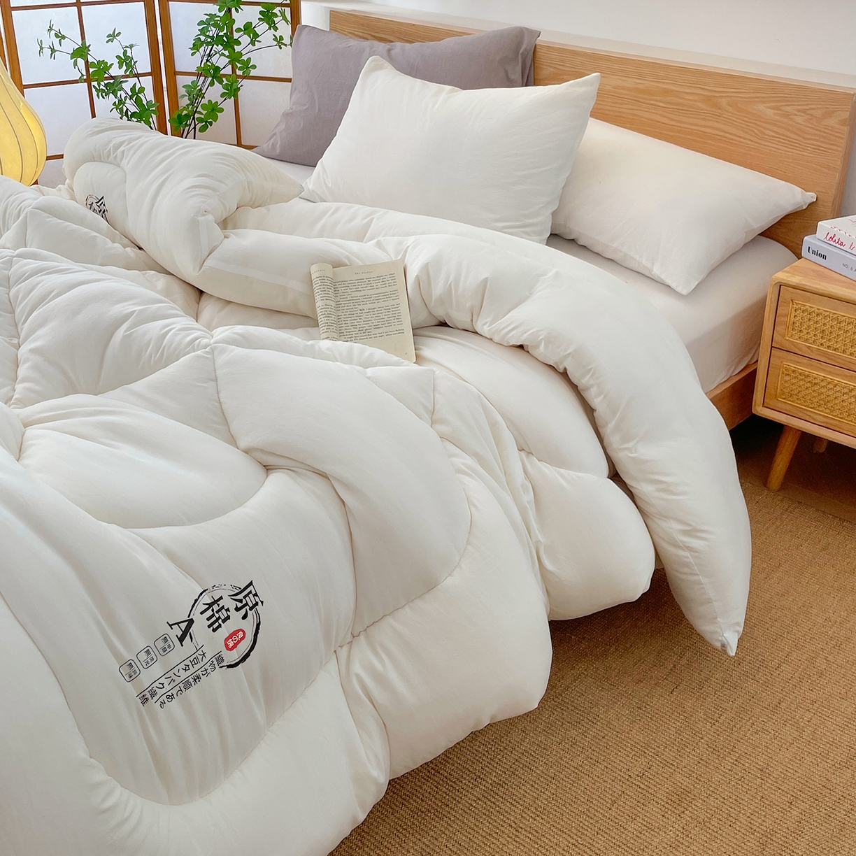 91家纺网 家纺一手货源 找家纺 尊妙被业 2025新款水洗棉原棉冬被被子被芯春秋被子母被直播批发（永不断货） 原棉-极光白