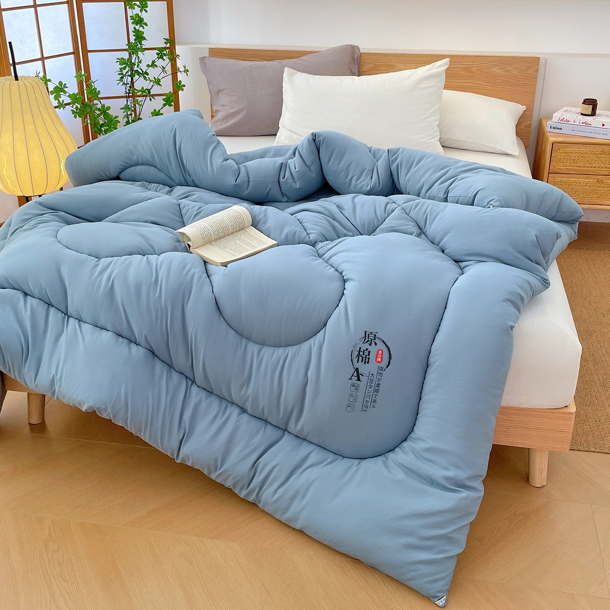 91家纺网 家纺一手货源 找家纺 尊妙被业 2025新款水洗棉原棉冬被被子被芯春秋被子母被直播批发（永不断货） 原棉-宾利蓝