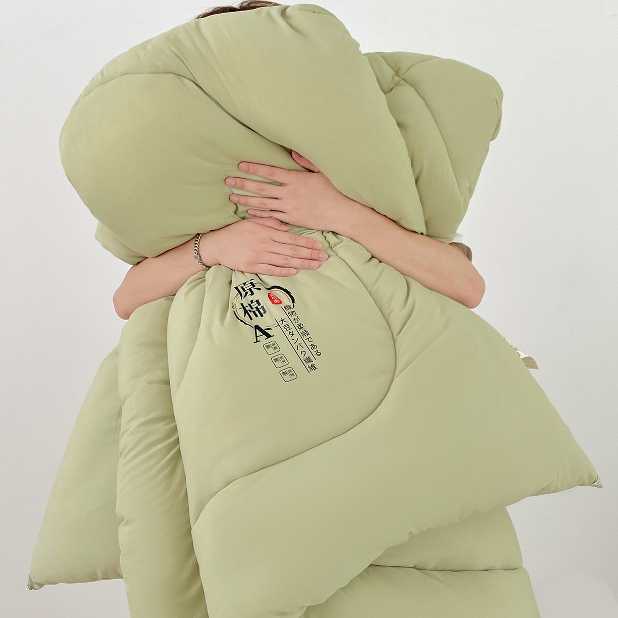 91家纺网 家纺一手货源 找家纺 尊妙被业 2025新款水洗棉原棉冬被被子被芯春秋被子母被直播批发（永不断货） 原棉-抹茶绿