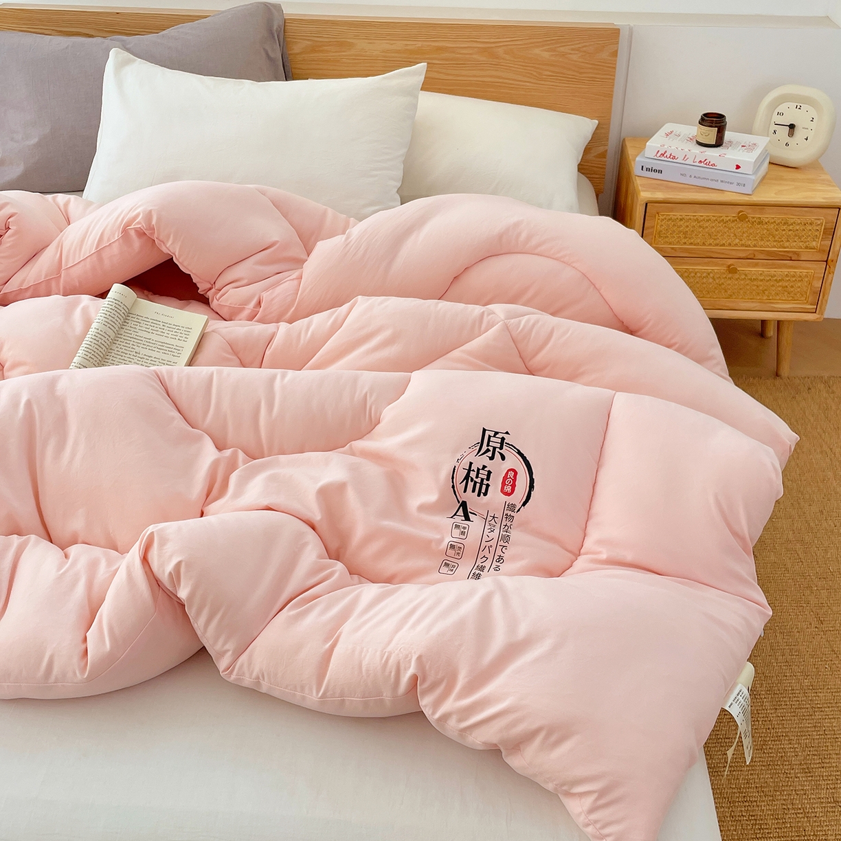 91家纺网 家纺一手货源 找家纺 尊妙被业 2025新款水洗棉原棉冬被被子被芯春秋被子母被直播批发（永不断货） 原棉-蜜桃粉