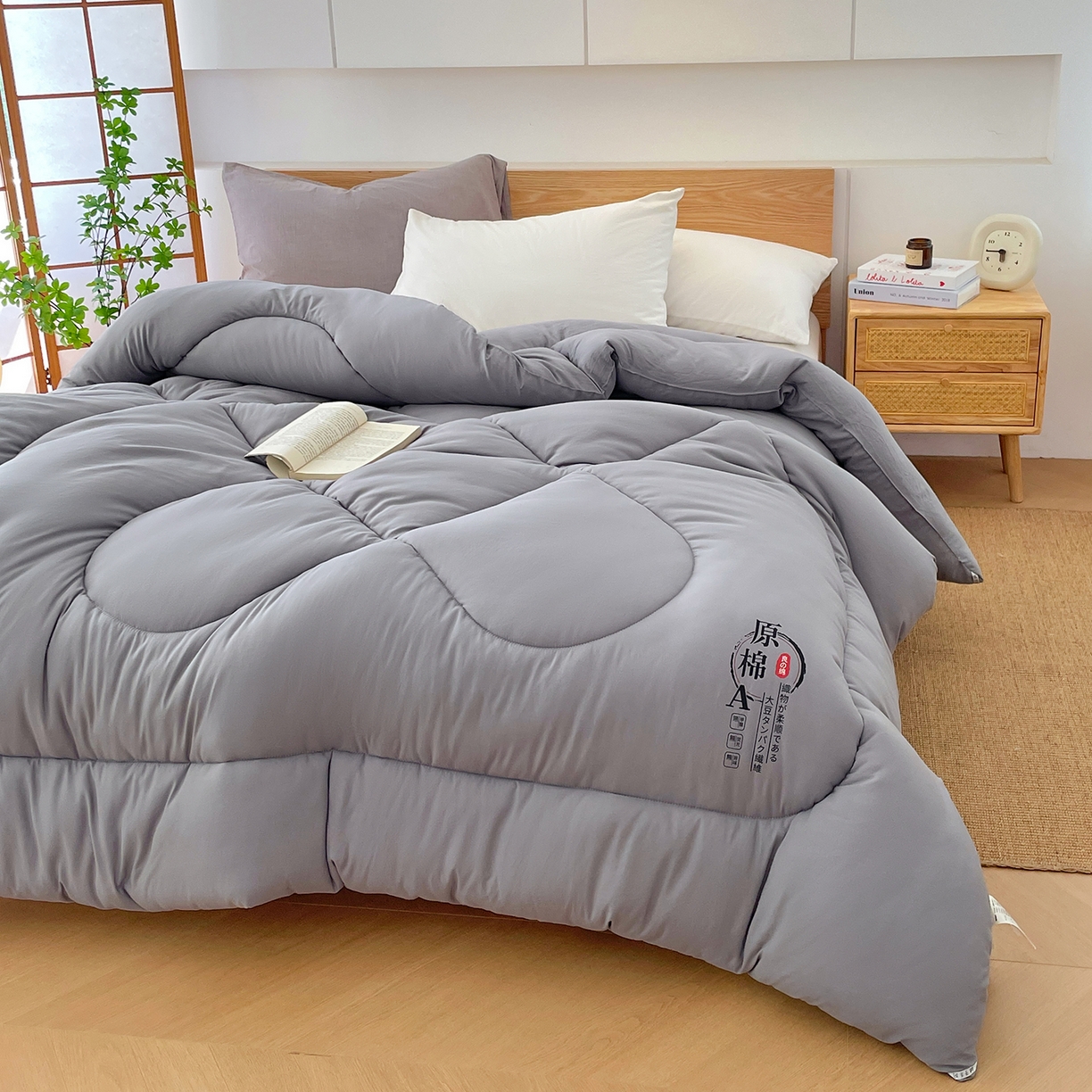 91家纺网 家纺一手货源 找家纺 尊妙被业 2025新款水洗棉原棉冬被被子被芯春秋被子母被直播批发（永不断货） 原棉-月光灰