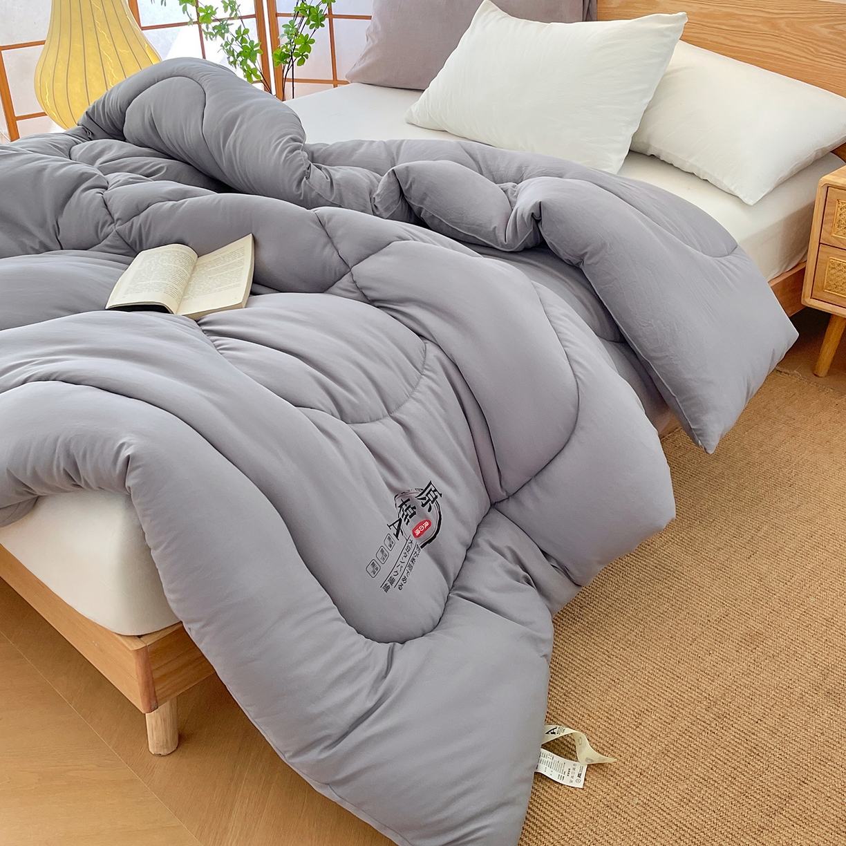 91家纺网 家纺一手货源 找家纺 尊妙被业 2025新款水洗棉原棉冬被被子被芯春秋被子母被直播批发（永不断货） 原棉-月光灰