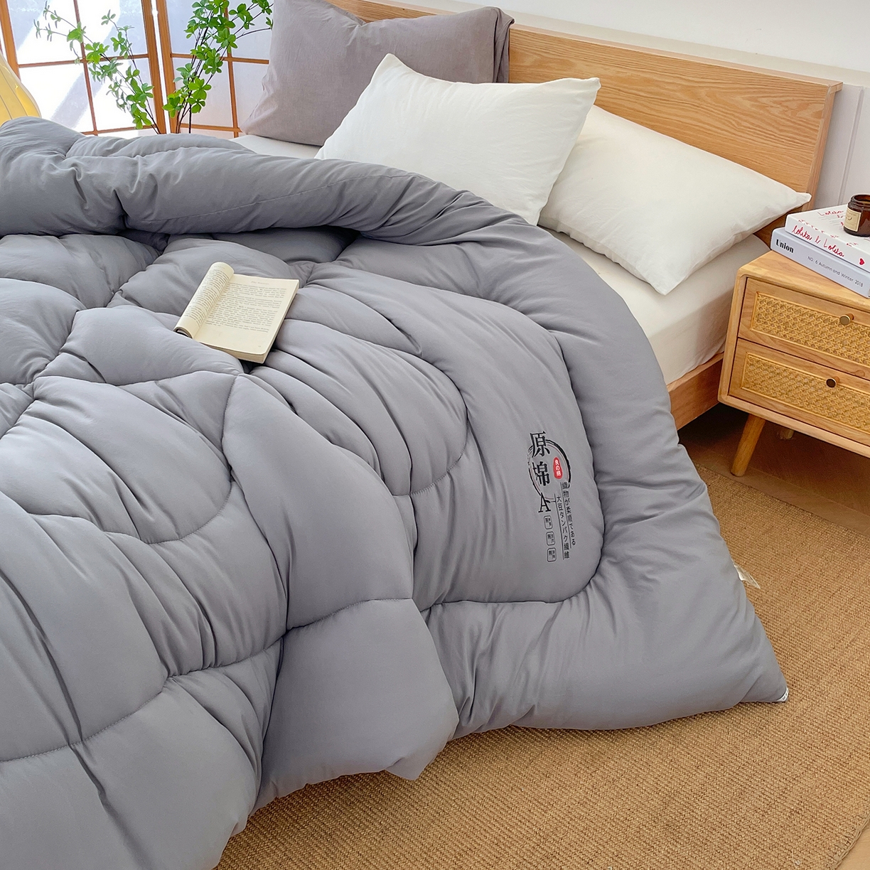91家纺网 家纺一手货源 找家纺 尊妙被业 2025新款水洗棉原棉冬被被子被芯春秋被子母被直播批发（永不断货） 原棉-月光灰