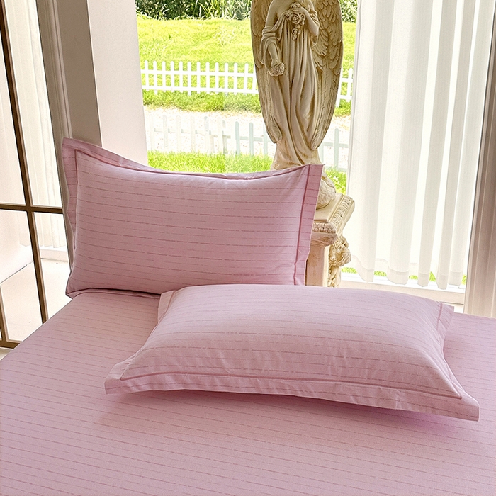 91家纺网 家纺一手货源 找家纺 家贝爱 2024新款加厚纯棉生态磨毛床单系列  浅韵粉