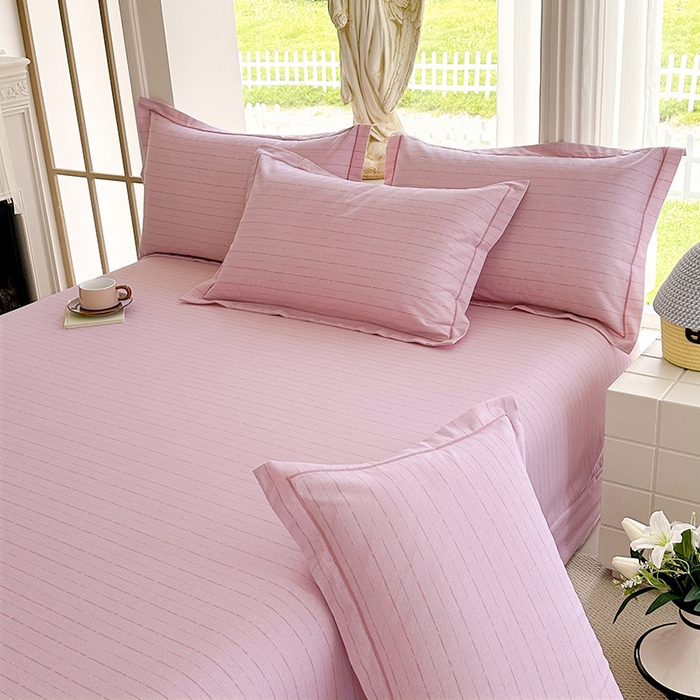 91家纺网 家纺一手货源 找家纺 家贝爱 2024新款加厚纯棉生态磨毛床单系列  浅韵粉