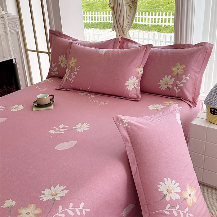 91家纺网 家纺一手货源 找家纺 家贝爱 2024新款加厚纯棉生态磨毛床单系列  洋洋花恋