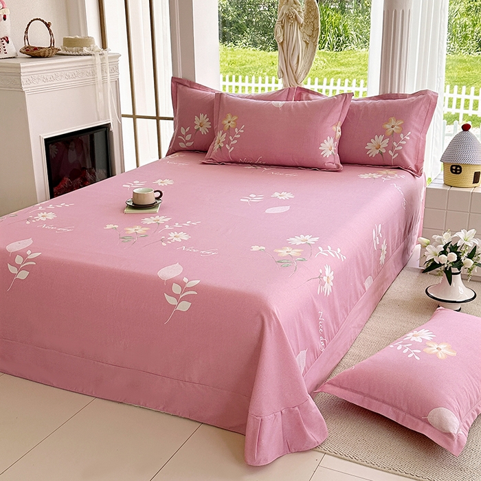 91家纺网 家纺一手货源 找家纺 家贝爱 2024新款加厚纯棉生态磨毛床单系列  洋洋花恋