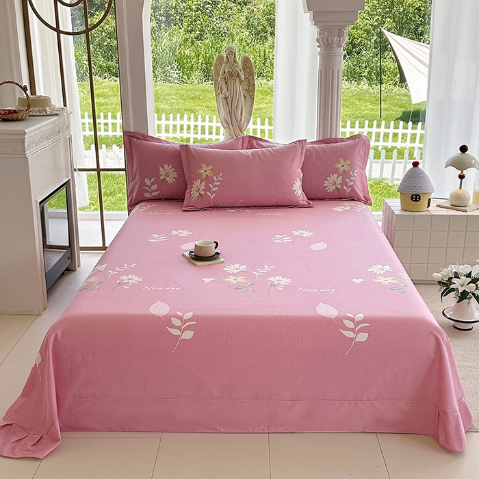 91家纺网 家纺一手货源 找家纺 家贝爱 2024新款加厚纯棉生态磨毛床单系列  洋洋花恋