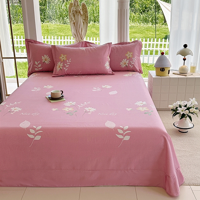 91家纺网 家纺一手货源 找家纺 家贝爱 2024新款加厚纯棉生态磨毛床单系列  洋洋花恋