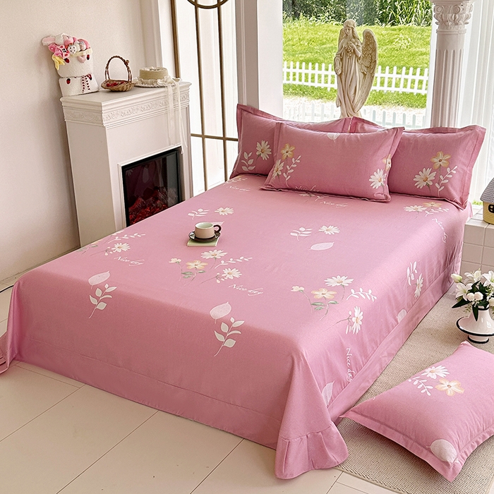 91家纺网 家纺一手货源 找家纺 家贝爱 2024新款加厚纯棉生态磨毛床单系列  洋洋花恋