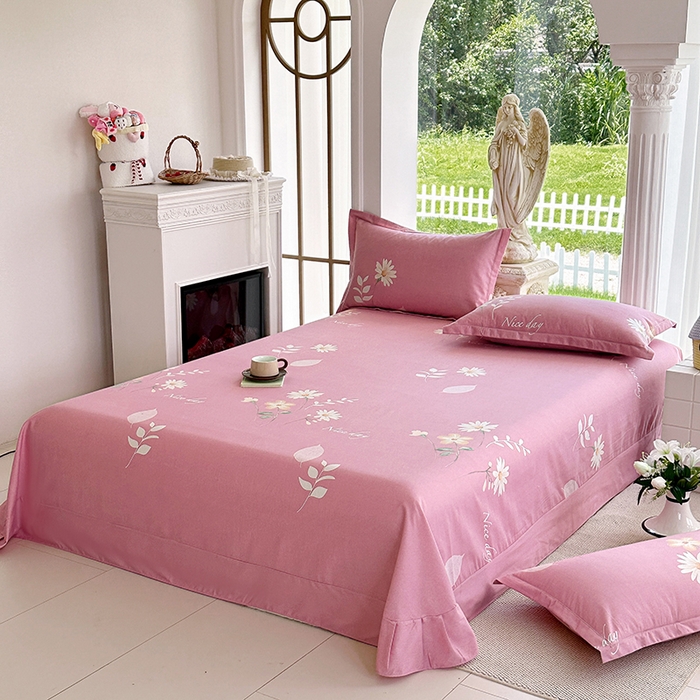 91家纺网 家纺一手货源 找家纺 家贝爱 2024新款加厚纯棉生态磨毛床单系列  洋洋花恋