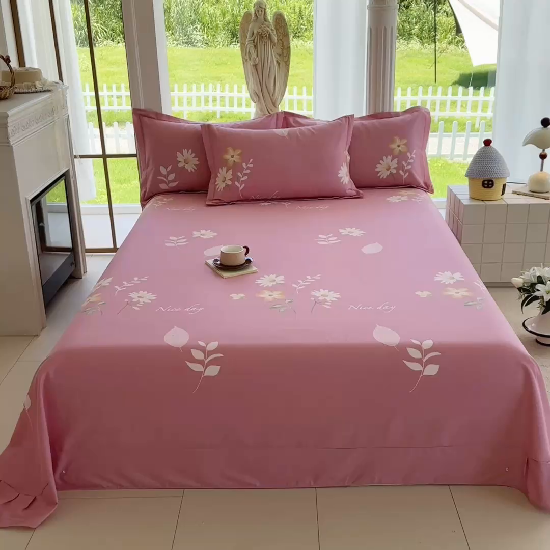 91家纺网 家纺一手货源 找家纺 家贝爱 2024新款加厚纯棉生态磨毛床单系列  洋洋花恋