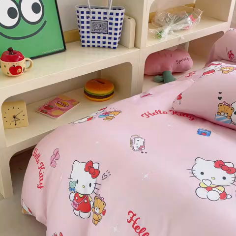 91家纺网 家纺一手货源 找家纺 浩诚 2025新款三丽鸥专版花型三件套四件套 铃风