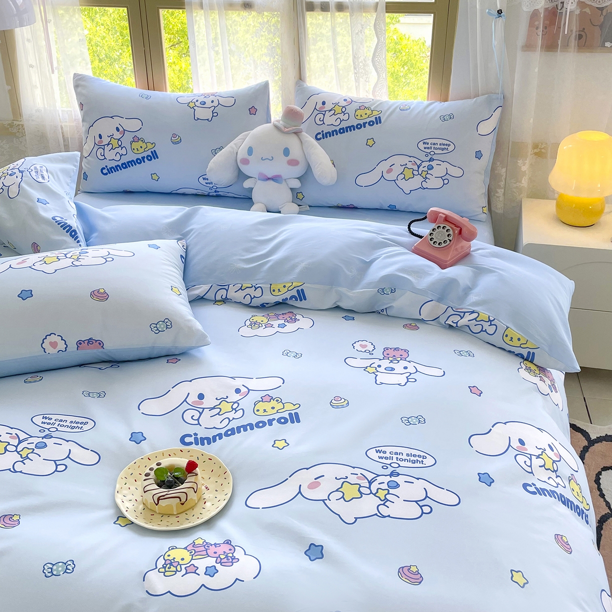 91家纺网 家纺一手货源 找家纺 浩诚 2025新款三丽鸥专版花型三件套四件套 奶霜