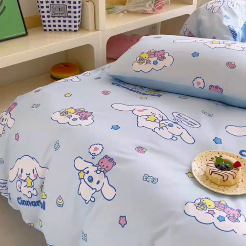 91家纺网 家纺一手货源 找家纺 浩诚 2025新款三丽鸥专版花型三件套四件套 奶霜