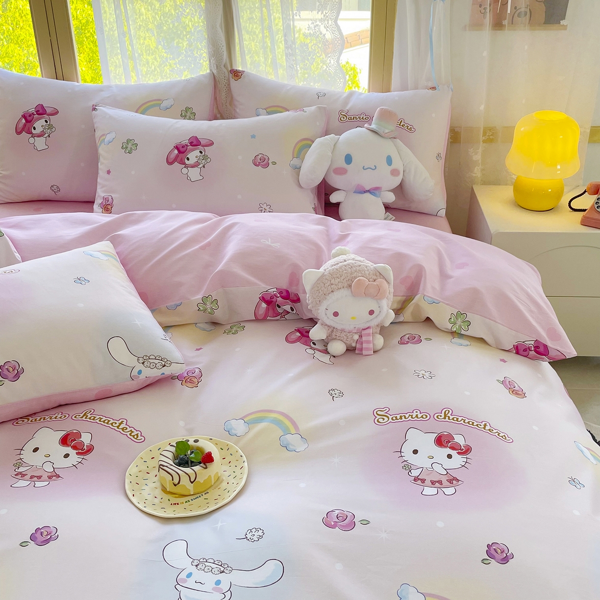 91家纺网 家纺一手货源 找家纺 浩诚 2025新款三丽鸥专版花型三件套四件套 霓虹