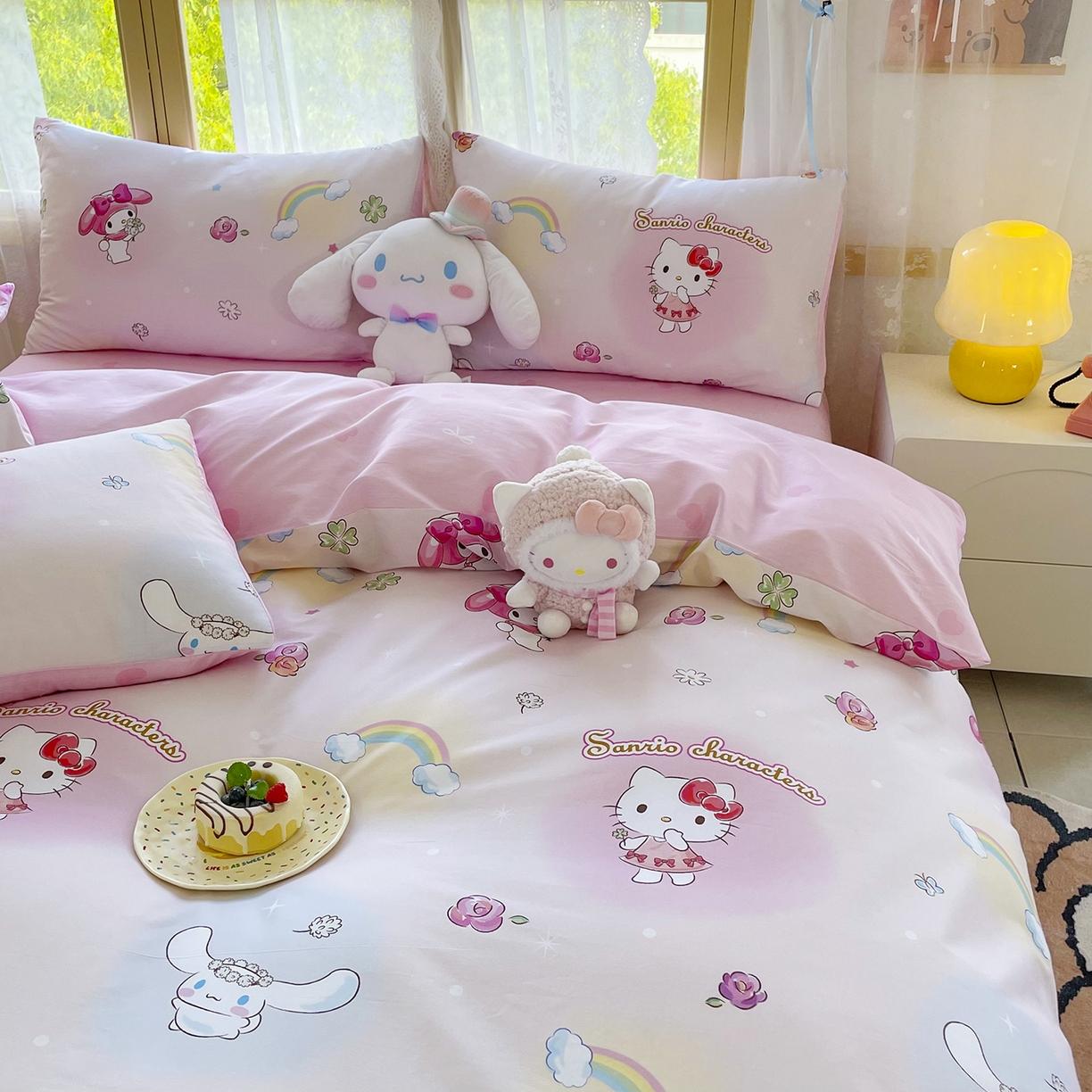 91家纺网 家纺一手货源 找家纺 浩诚 2025新款三丽鸥专版花型三件套四件套 霓虹