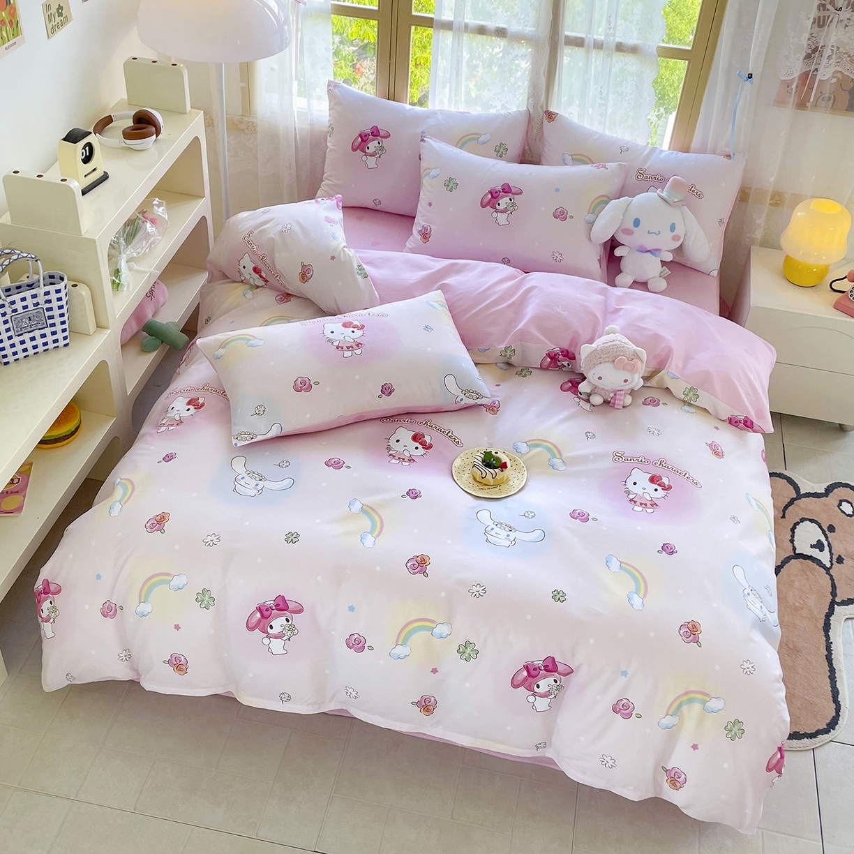 91家纺网 家纺一手货源 找家纺 浩诚 2025新款三丽鸥专版花型三件套四件套 霓虹