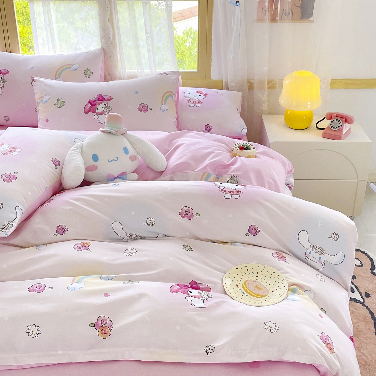 91家纺网 家纺一手货源 找家纺 浩诚 2025新款三丽鸥专版花型三件套四件套 霓虹