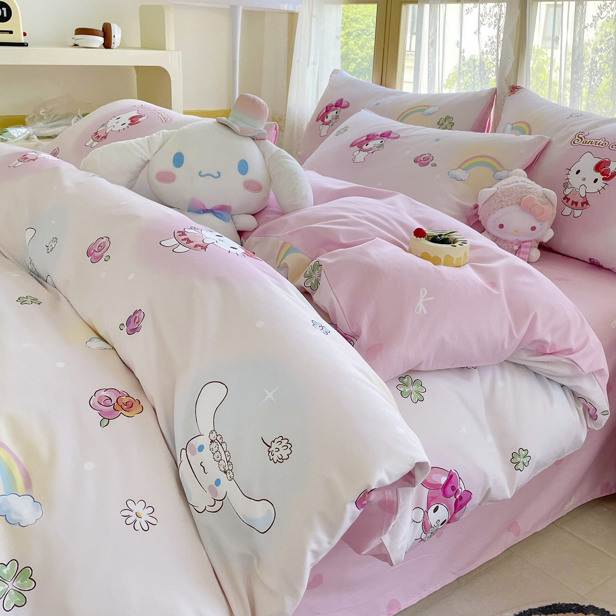 91家纺网 家纺一手货源 找家纺 浩诚 2025新款三丽鸥专版花型三件套四件套 霓虹