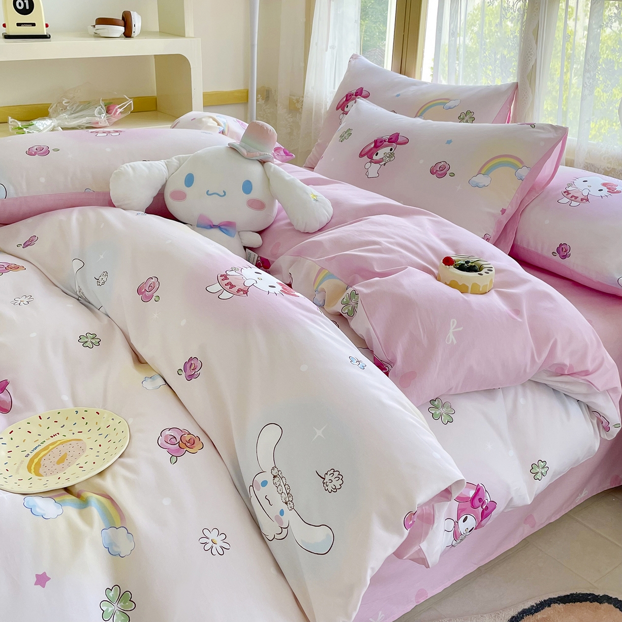 91家纺网 家纺一手货源 找家纺 浩诚 2025新款三丽鸥专版花型三件套四件套 霓虹