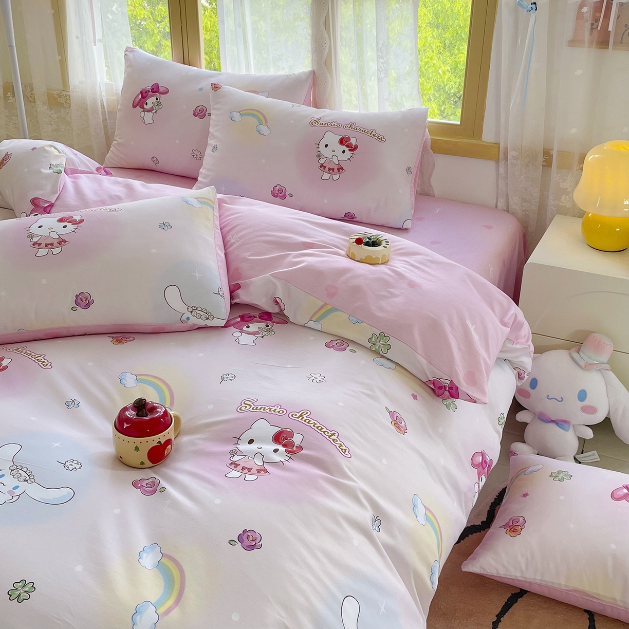 91家纺网 家纺一手货源 找家纺 浩诚 2025新款三丽鸥专版花型三件套四件套 霓虹