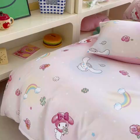 91家纺网 家纺一手货源 找家纺 浩诚 2025新款三丽鸥专版花型三件套四件套 霓虹