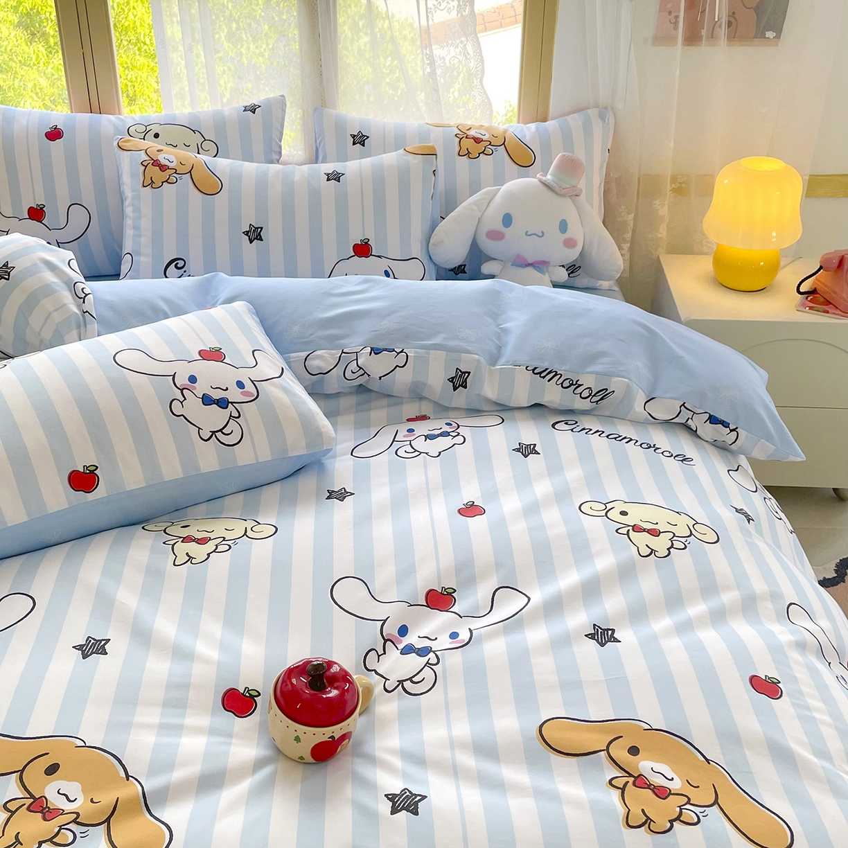 91家纺网 家纺一手货源 找家纺 浩诚 2025新款三丽鸥专版花型三件套四件套 肉桂