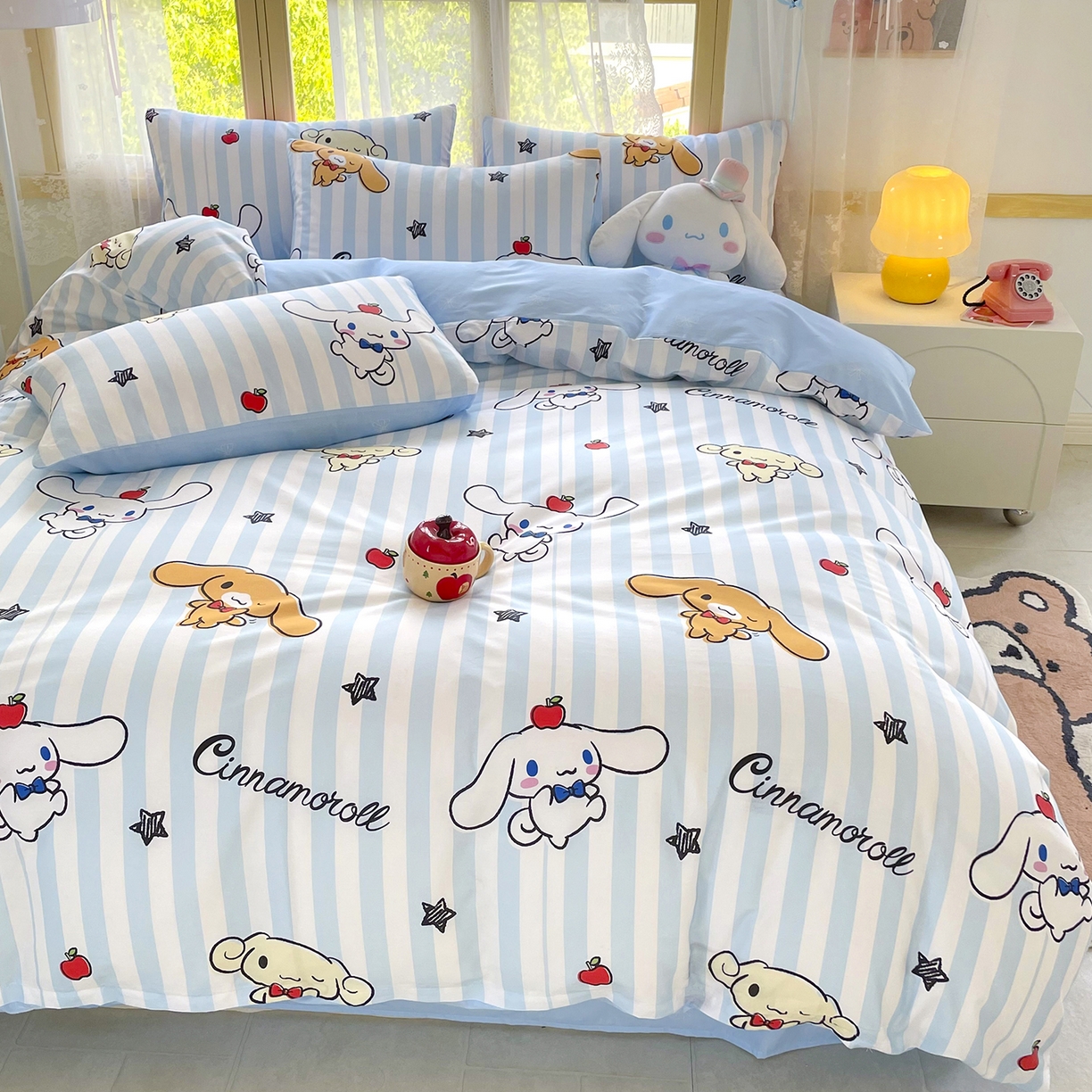 91家纺网 家纺一手货源 找家纺 浩诚 2025新款三丽鸥专版花型三件套四件套 肉桂