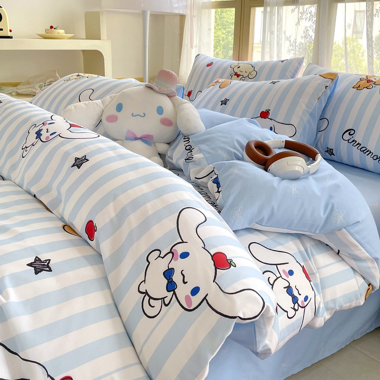 91家纺网 家纺一手货源 找家纺 浩诚 2025新款三丽鸥专版花型三件套四件套 肉桂