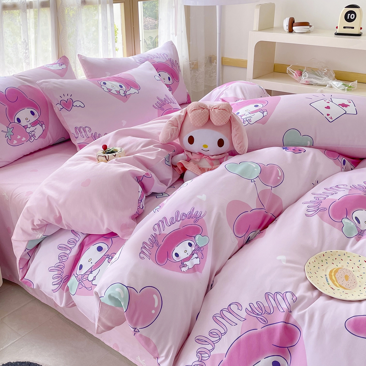 91家纺网 家纺一手货源 找家纺 浩诚 2025新款三丽鸥专版花型三件套四件套 甜莓