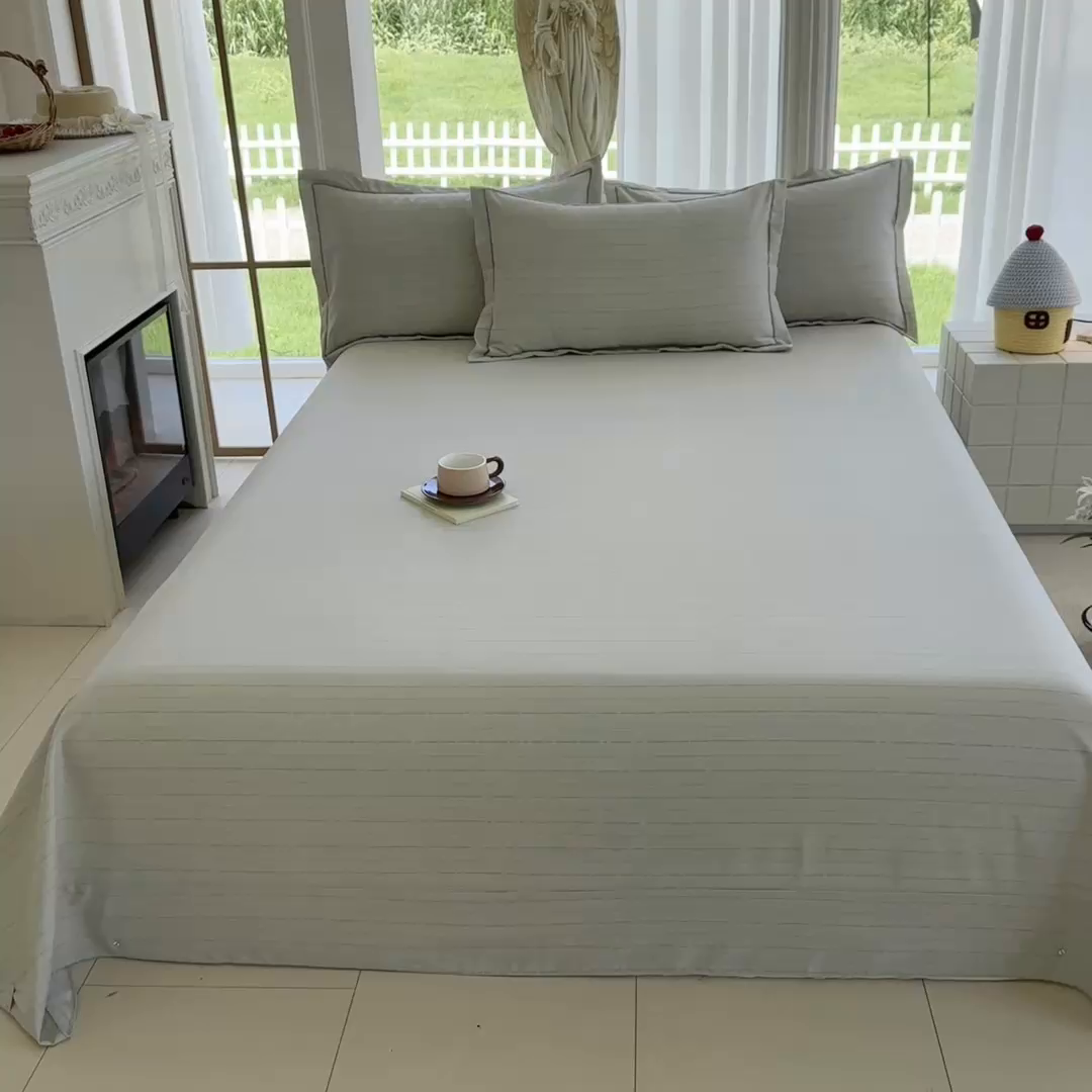 91家纺网 家纺一手货源 找家纺 家贝爱 2024新款加厚纯棉生态磨毛床单系列 浅韵绿