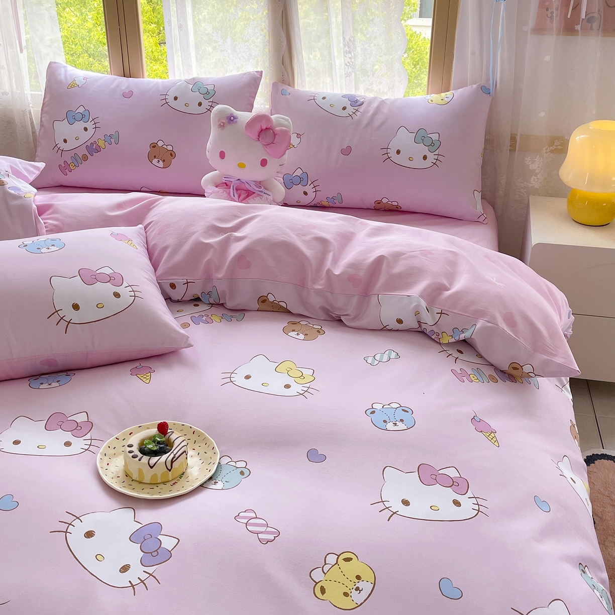 91家纺网 家纺一手货源 找家纺 浩诚 2025新款三丽鸥专版花型三件套四件套 甜梦