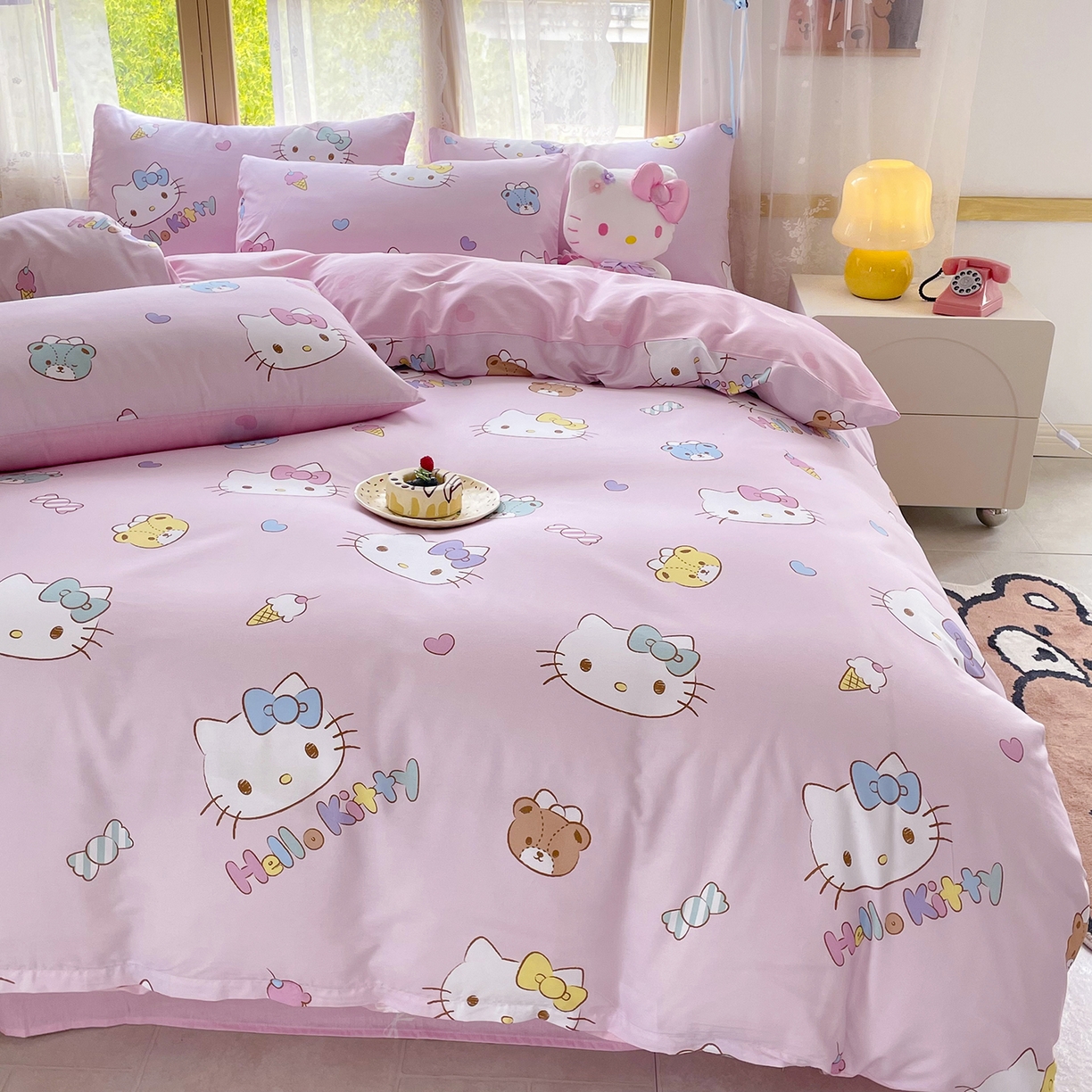 91家纺网 家纺一手货源 找家纺 浩诚 2025新款三丽鸥专版花型三件套四件套 甜梦