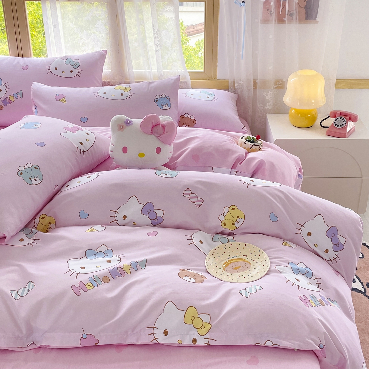 91家纺网 家纺一手货源 找家纺 浩诚 2025新款三丽鸥专版花型三件套四件套 甜梦