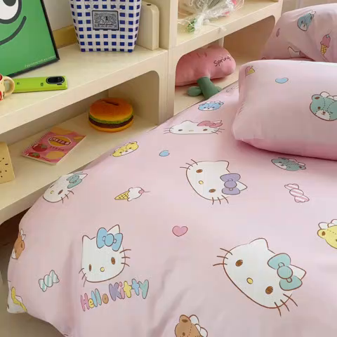 91家纺网 家纺一手货源 找家纺 浩诚 2025新款三丽鸥专版花型三件套四件套 甜梦